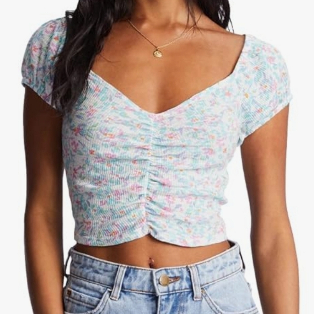 Billabong Pretty Sweet Knit Top Salt Crystal Size Women's Large 12 NEW